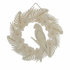 15.5" Parrot & Tropical Flower Wreath DIY Plywood Plaque by Make Market®