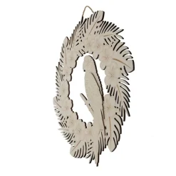 15.5" Parrot & Tropical Flower Wreath DIY Plywood Plaque by Make Market®