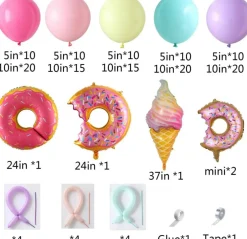 Pastel Donut Balloon Arch Garland Kit,159Pcs Macaron Color Rainbow Balloons Ice Cream Foil Balloons for Girls Donut Grow Up Sweet One Candyland Birthday Party Baby Shower Two Sweet Decorations
