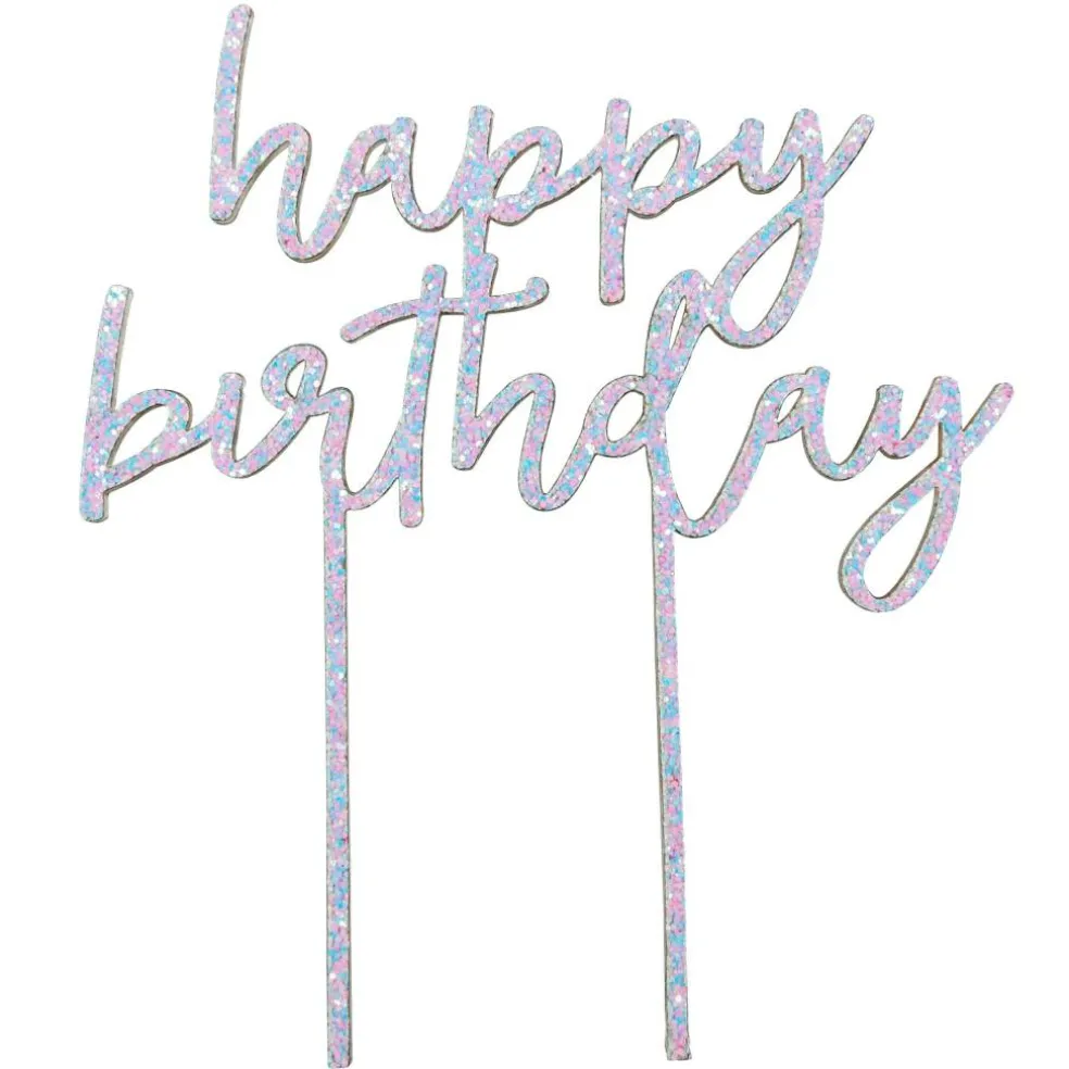 Pastel Glitter Happy Birthday Cake Topper by Celebrate It™