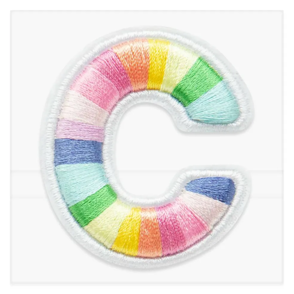 2" Pastel Rainbow Stripes Letter Iron-On & Adhesive Patch by Make Market®