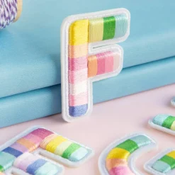 2" Pastel Rainbow Stripes Letter Iron-On & Adhesive Patch by Make Market®