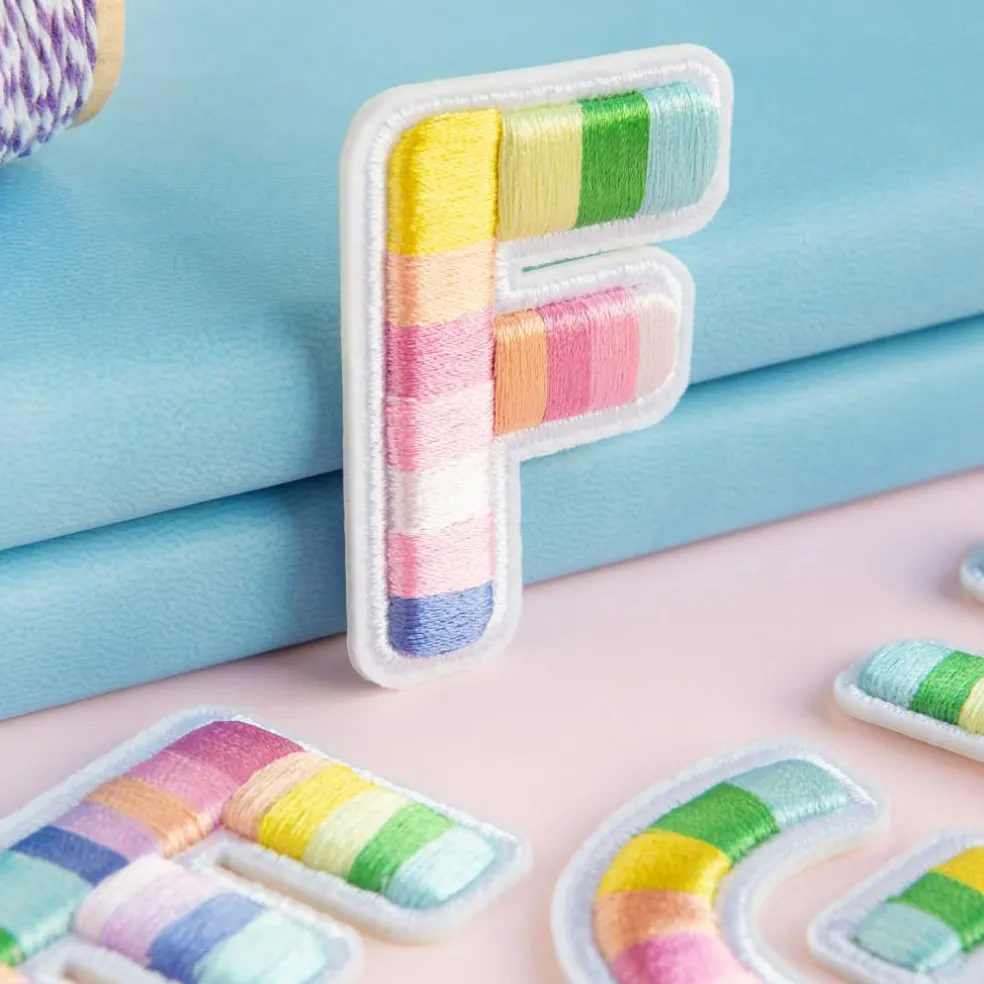 2" Pastel Rainbow Stripes Letter Iron-On & Adhesive Patch by Make Market®