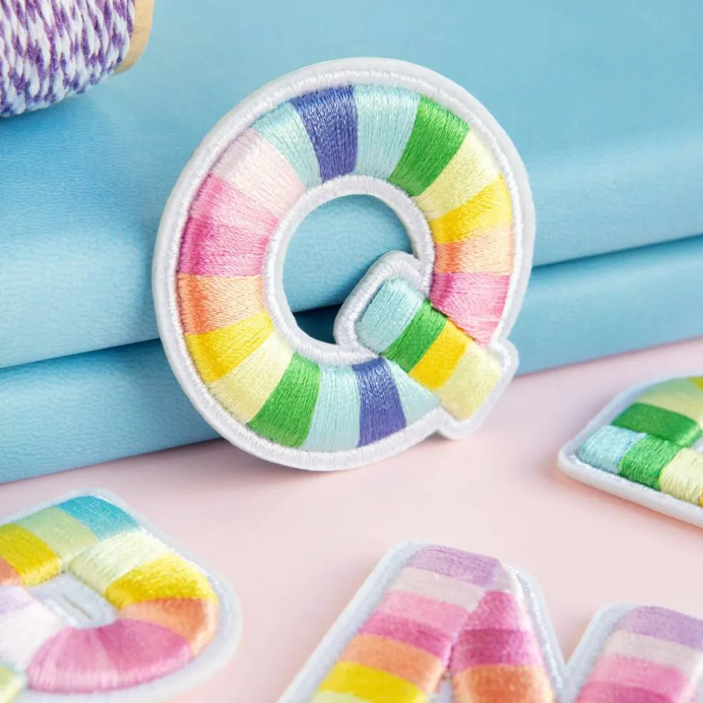 2" Pastel Rainbow Stripes Letter Iron-On & Adhesive Patch by Make Market®