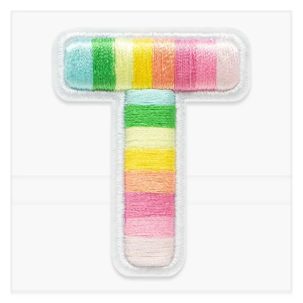 2" Pastel Rainbow Stripes Letter Iron-On & Adhesive Patch by Make Market®
