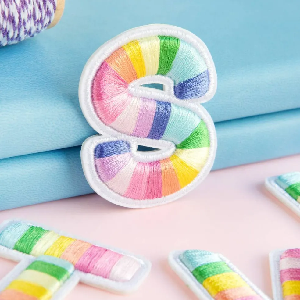 2" Pastel Rainbow Stripes Letter Iron-On & Adhesive Patch by Make Market®
