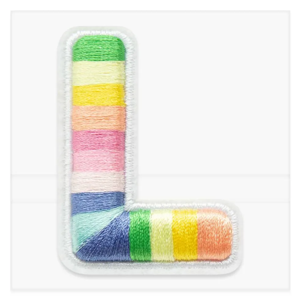 2" Pastel Rainbow Stripes Letter Iron-On & Adhesive Patch by Make Market®