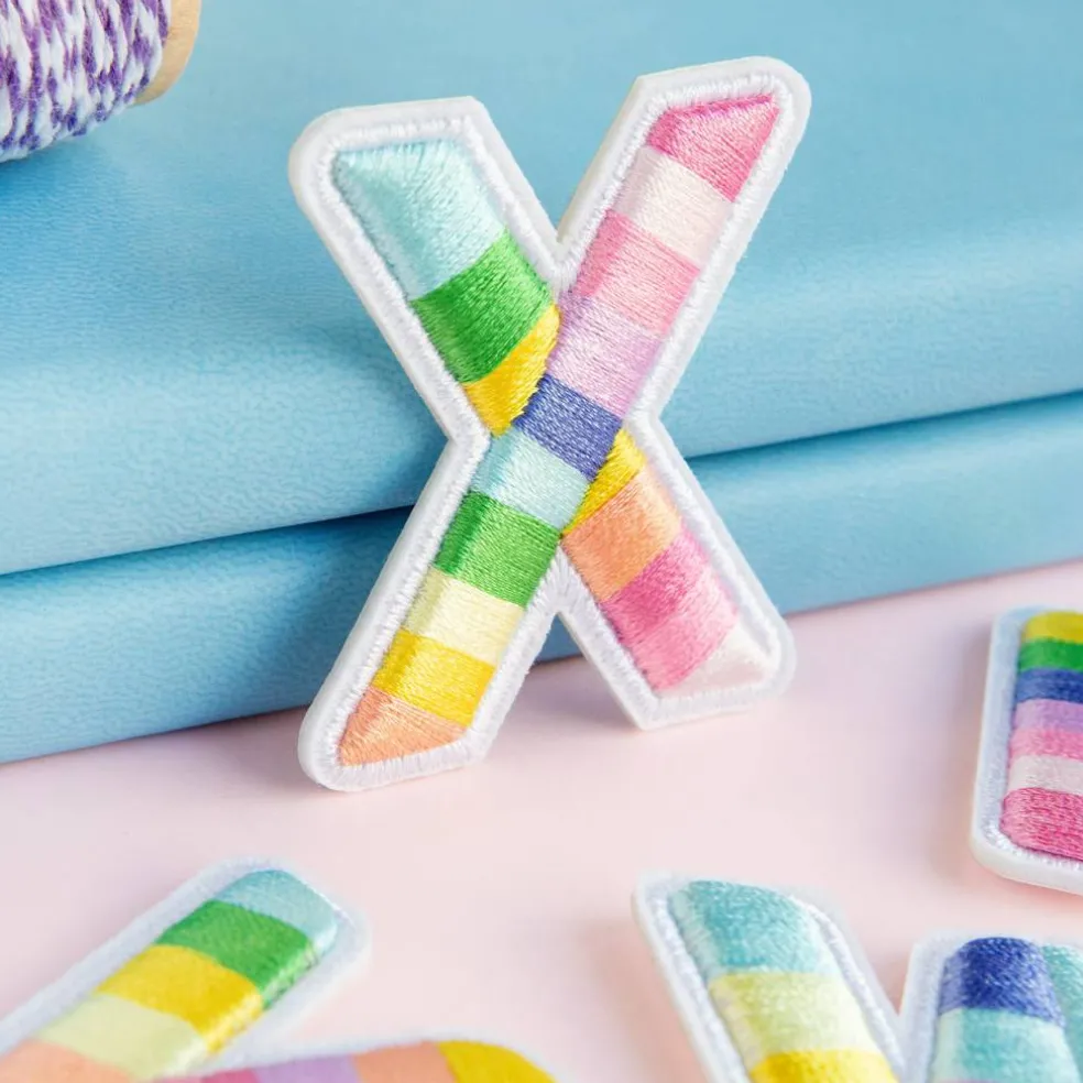 2" Pastel Rainbow Stripes Letter Iron-On & Adhesive Patch by Make Market®