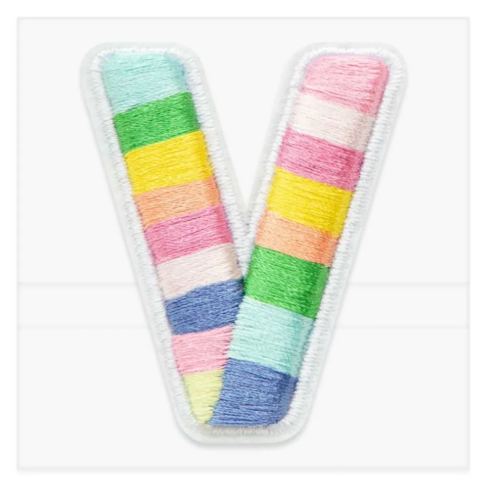 2" Pastel Rainbow Stripes Letter Iron-On & Adhesive Patch by Make Market®
