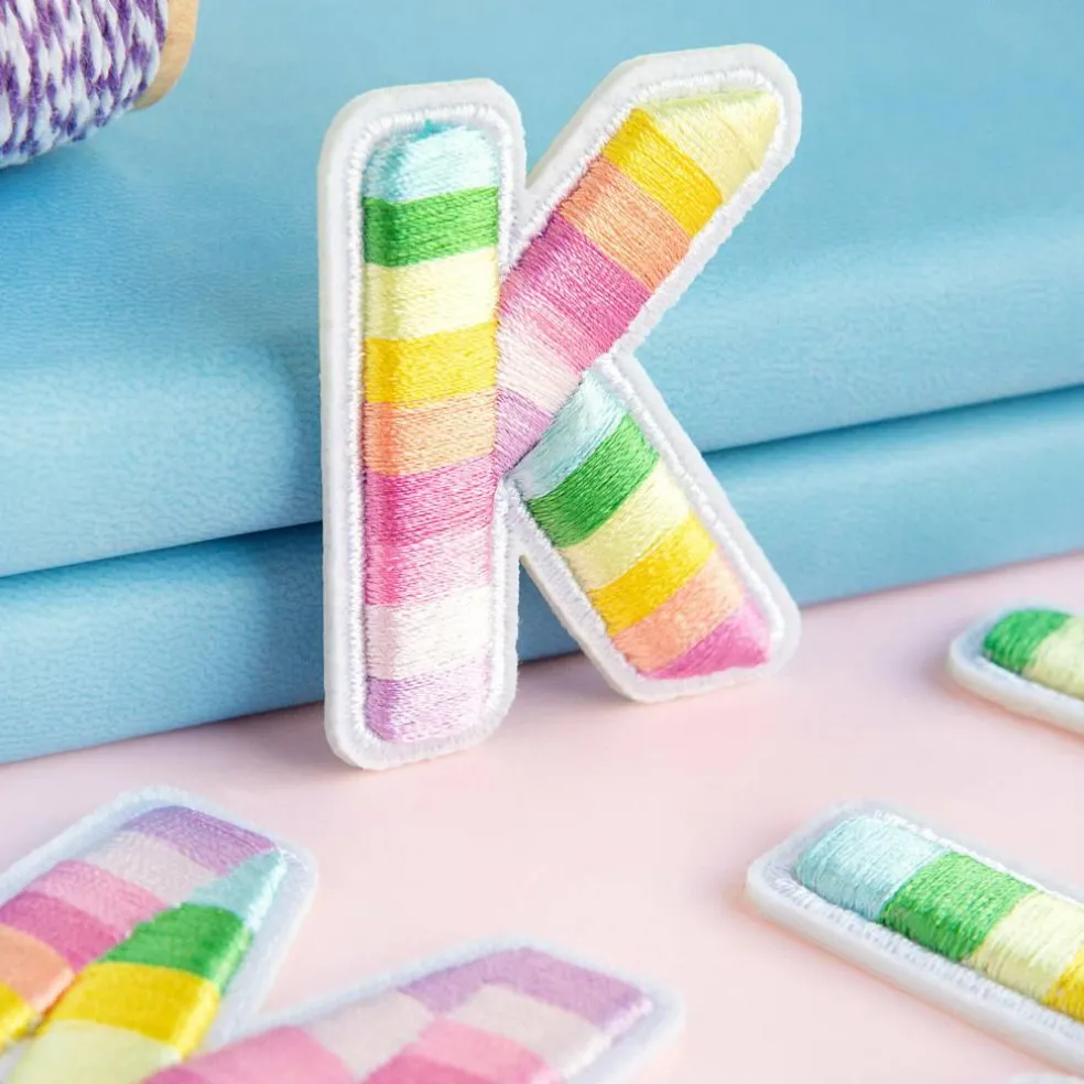 2" Pastel Rainbow Stripes Letter Iron-On & Adhesive Patch by Make Market®