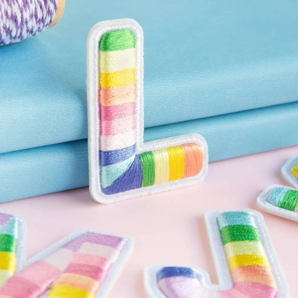 2" Pastel Rainbow Stripes Letter Iron-On & Adhesive Patch by Make Market®
