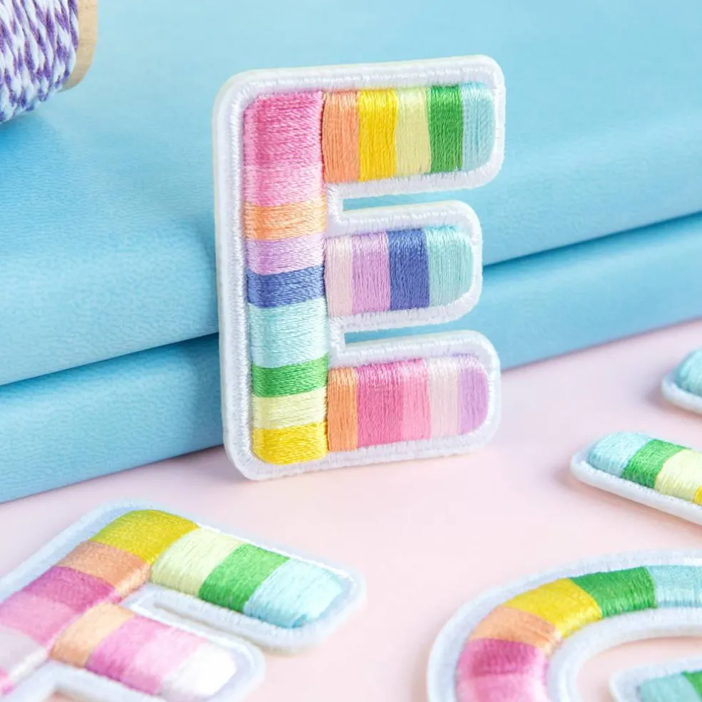 2" Pastel Rainbow Stripes Letter Iron-On & Adhesive Patch by Make Market®