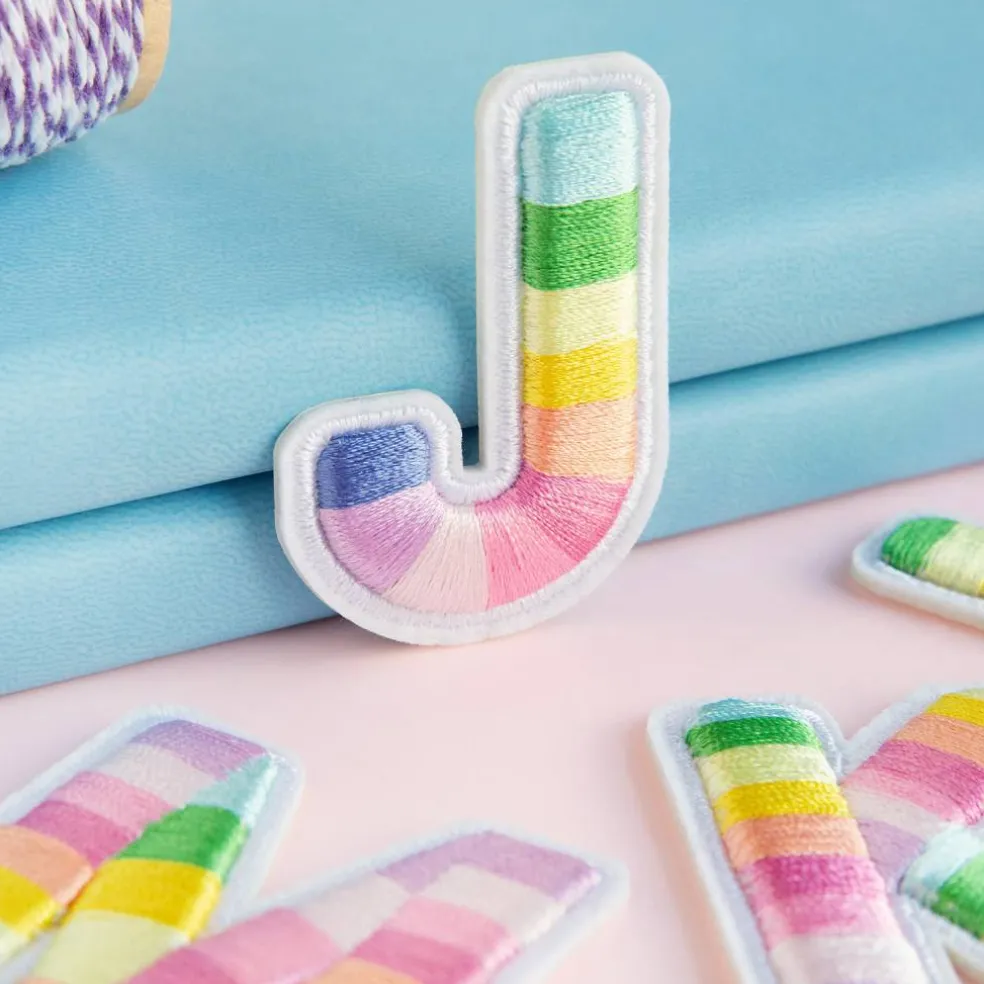 2" Pastel Rainbow Stripes Letter Iron-On & Adhesive Patch by Make Market®