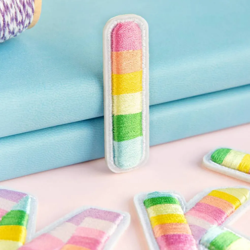 2" Pastel Rainbow Stripes Letter Iron-On & Adhesive Patch by Make Market®