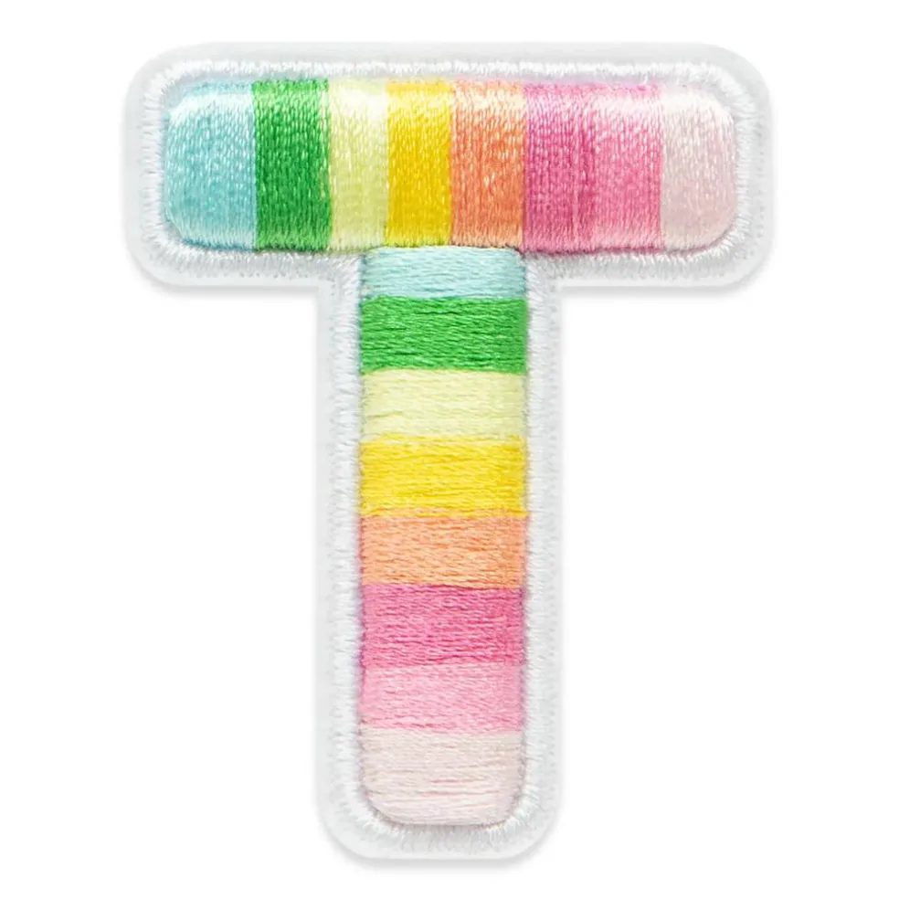 2" Pastel Rainbow Stripes Letter Iron-On & Adhesive Patch by Make Market®