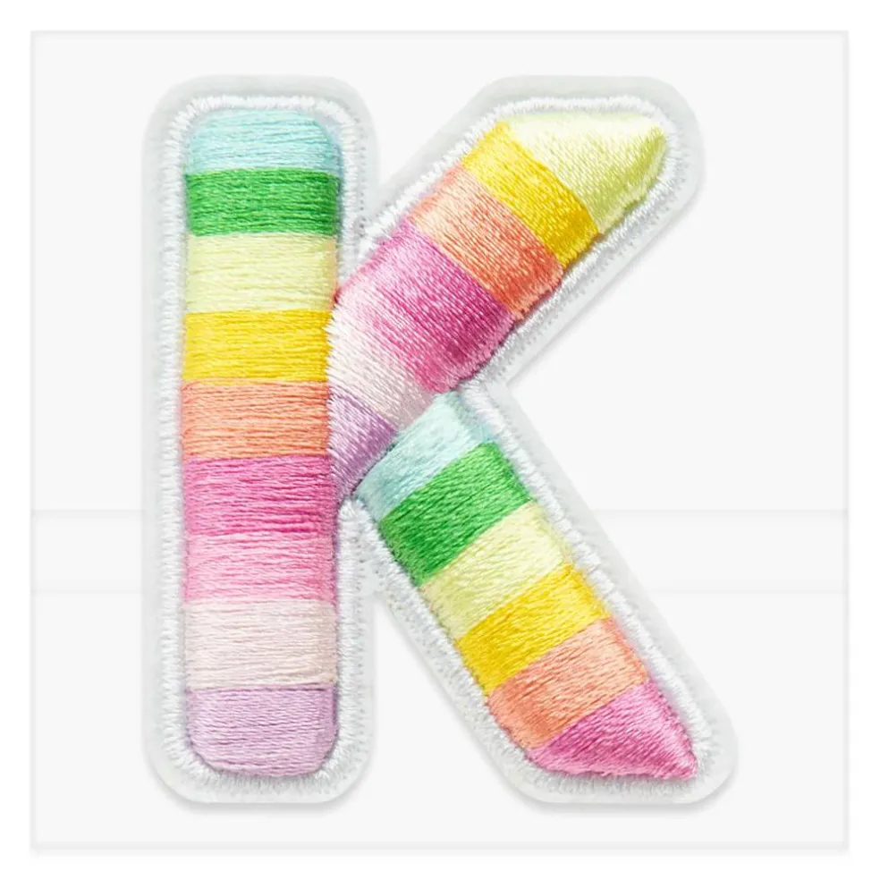 2" Pastel Rainbow Stripes Letter Iron-On & Adhesive Patch by Make Market®