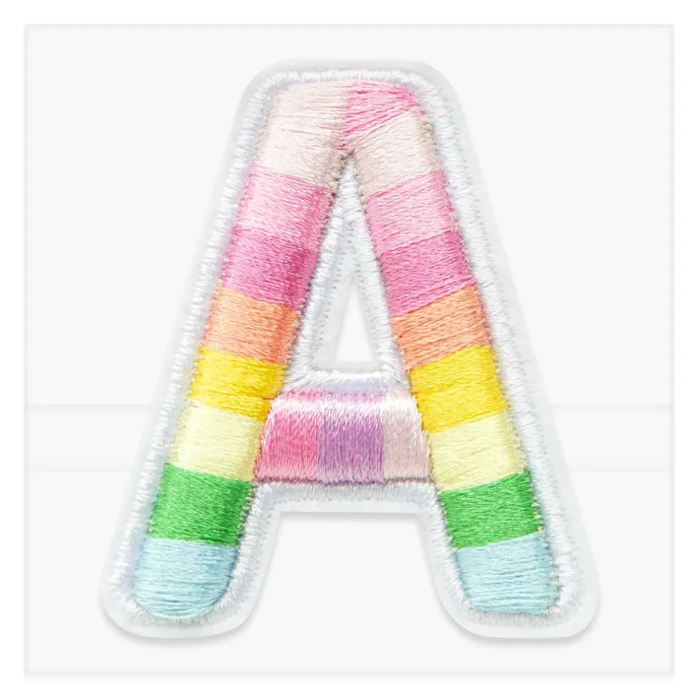 2" Pastel Rainbow Stripes Letter Iron-On & Adhesive Patch by Make Market®