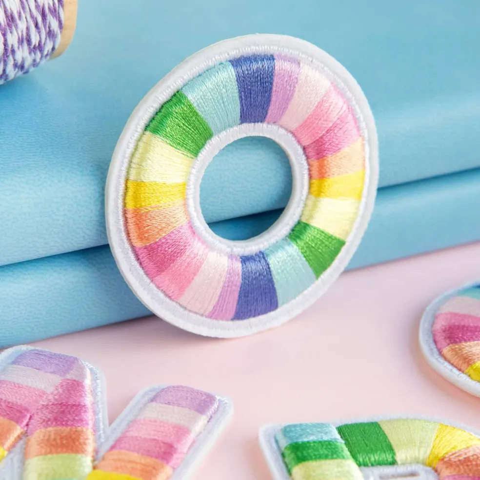 2" Pastel Rainbow Stripes Letter Iron-On & Adhesive Patch by Make Market®