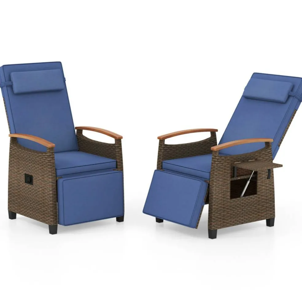 Patio Wicker Recliner Chair with Adjustable Backrest and Footrest