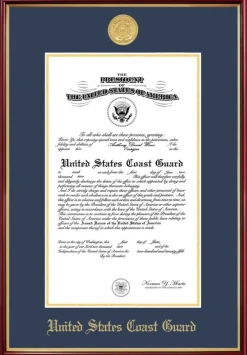 Patriot Frames Coast Guard 10x14 Certificate Petite Frame with Gold Medallion