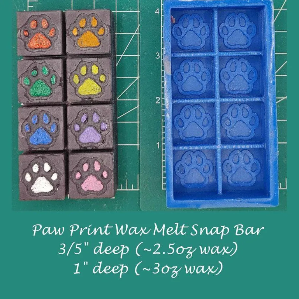 Paw Prints Wax Melt Snap Bar Silicone Mold