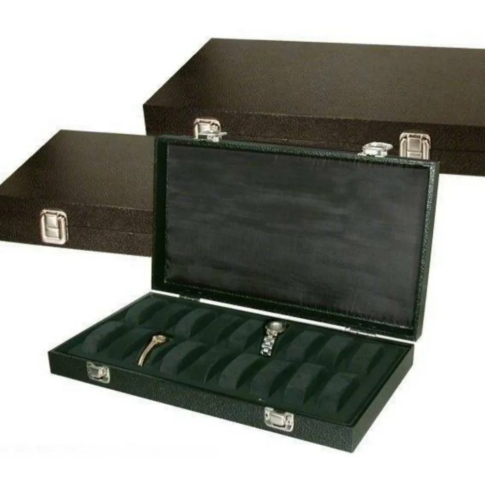 3 18pc Black Watch Travel Trays Showcase Display Case Unit