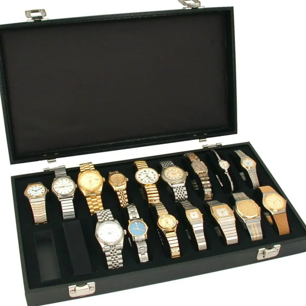 3 18pc Black Watch Travel Trays Showcase Display Case Unit