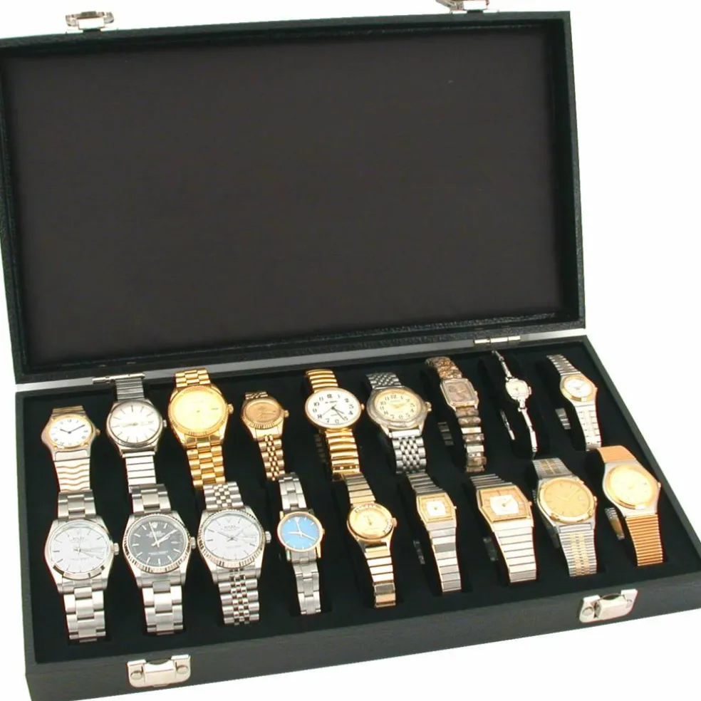 3 18pc Black Watch Travel Trays Showcase Display Case Unit