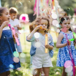 48 Pc Bubble Wands Bulk Set, 2 Oz Giant Bubble Solution with 6 Colors, Summer Outdoor Party Favors for Kids, Birthday, Wedding and Family Gatherings