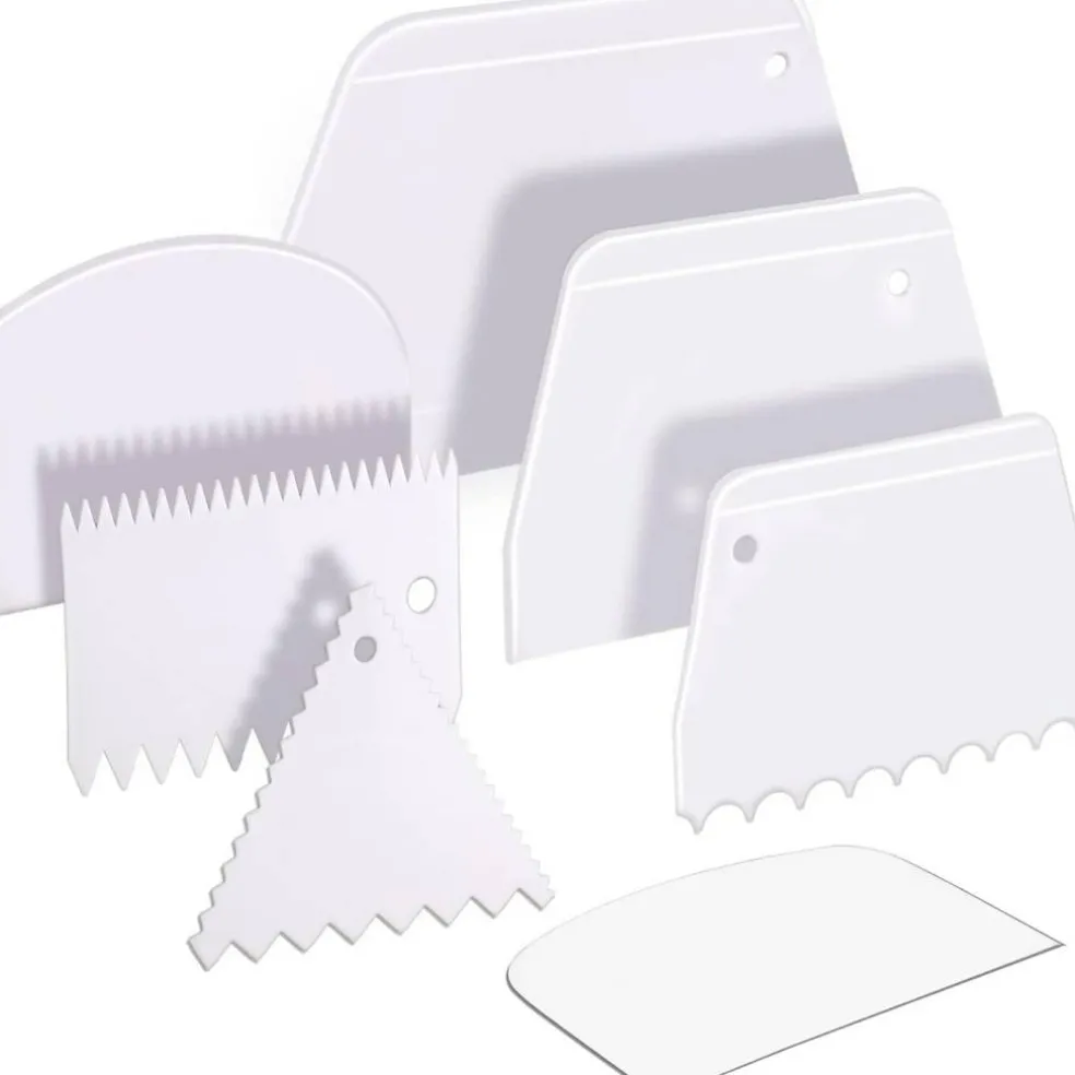 7-Pc Cake Scraper Set - Plastic Scrapers, Cake Smoother & Decorating Tools