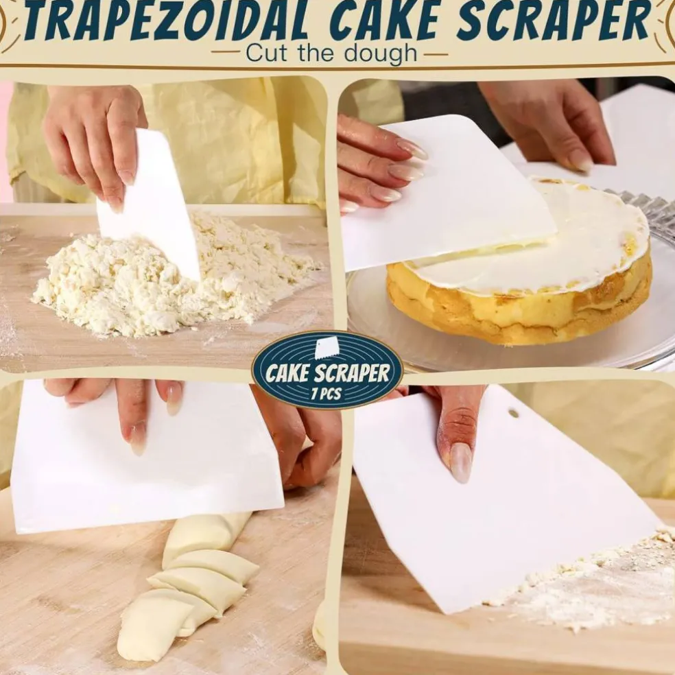 7-Pc Cake Scraper Set - Plastic Scrapers, Cake Smoother & Decorating Tools