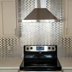 10-Pck Peel and Stick Metal Backsplash Tile Bath Kitchen Mosaics Wall