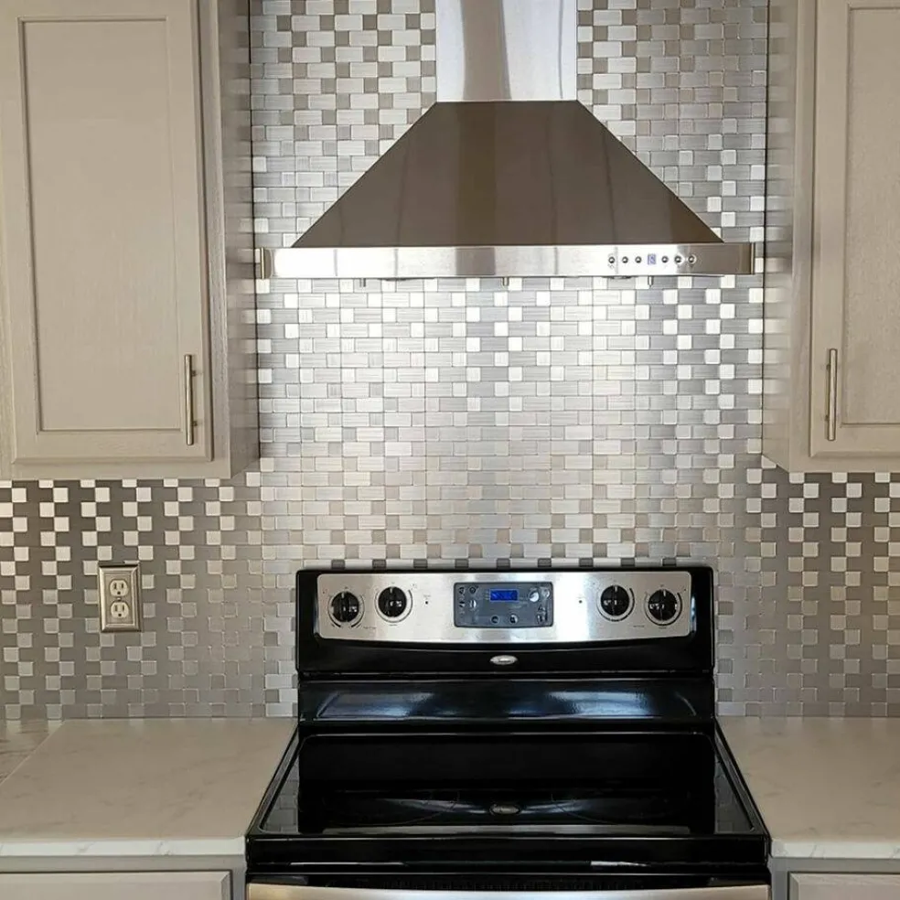 10-Pck Peel and Stick Metal Backsplash Tile Bath Kitchen Mosaics Wall