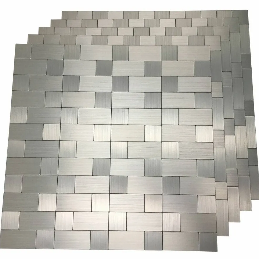 10-Pck Peel and Stick Metal Backsplash Tile Bath Kitchen Mosaics Wall