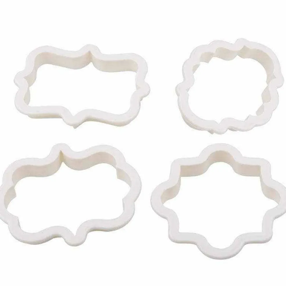 4 PC Plastic Frame Pattern Shape Cookie Cutters Set