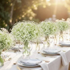 160 Pcs Artificial Baby's Breath Flowers White Real Touch Gypsophila Fake Flowers Bulk for Wedding Bouquet DIY Floral Arrangements Home Table Party Decoration
