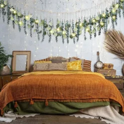 2 Pcs Artificial Eucalyptus Wall Hanging with LED Lights, 66.9 Inch Boho Greenery Garland Decor, Faux Farmhouse Hanging Vines for Bedroom Nursery Living Room Wedding Party Home Decoration