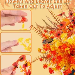 30PCS Artificial Fall Flowers Set with Pumpkins & Butterflies – Faux Thanksgiving Eucalyptus & Grass Floral Arrangement, Autumn Outdoor Porch Decor for Home, Patio, Wedding & Holiday Decoration
