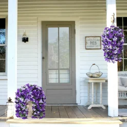 2 pcs Artificial Faux Bougainvillea Flowers Plants for Outdoor Outside Summer Decoration