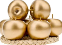 6 PCS Artificial Gold Apple Fake Apples Fruit Home Party Christmas Decoration