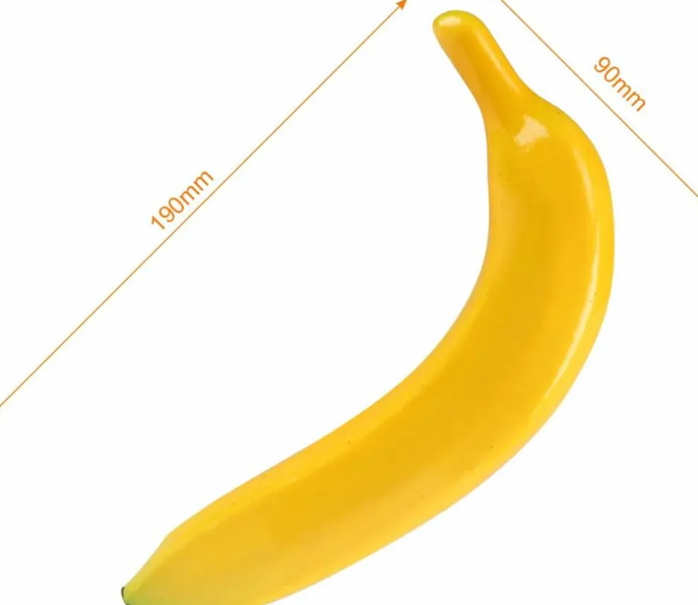 6pcs Artificial Lifelike Simulation Yellow Bananas Fake Fruit, 7.5X 1.25 Inches