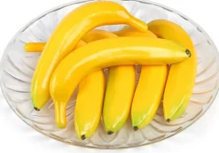 6pcs Artificial Lifelike Simulation Yellow Bananas Fake Fruit, 7.5X 1.25 Inches