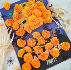 120Pcs Artificial Marigold Flowers (Orange-120pcs) 2.4