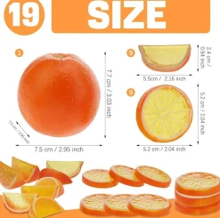 19PCS Artificial Orange Decor Set – Realistic Fake Oranges, Orange Slices & Cubes for Kitchen Decor, Party Centerpieces, Wedding Decorations & Photography Props