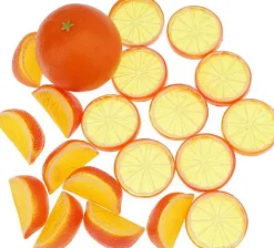 19PCS Artificial Orange Decor Set – Realistic Fake Oranges, Orange Slices & Cubes for Kitchen Decor, Party Centerpieces, Wedding Decorations & Photography Props