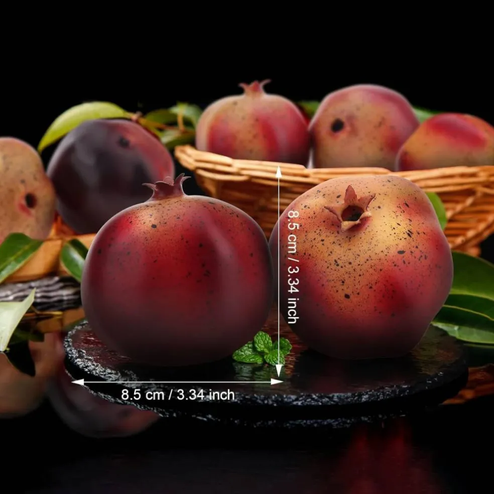 6 PCS Artificial Pomegranates Fake Realistic Simulation Fruits