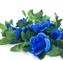 2PCS Artificial Royal Blue Rose Vine Summer Garland – 15FT Silk Hanging Flower Ivy, Fake Floral Hanging Vines for Wedding, Home, Garden, Party, Wall & Event Decor