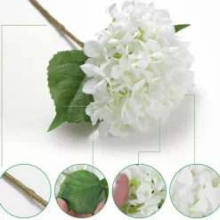 5 Pcs Artificial Silk Hydrangea Flowers 18'' White Bouquet