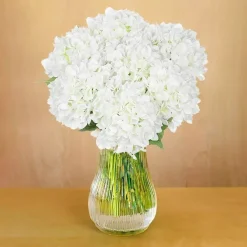 5 Pcs Artificial Silk Hydrangea Flowers 18'' White Bouquet
