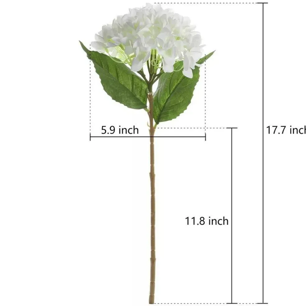 5 Pcs Artificial Silk Hydrangea Flowers 18'' White Bouquet